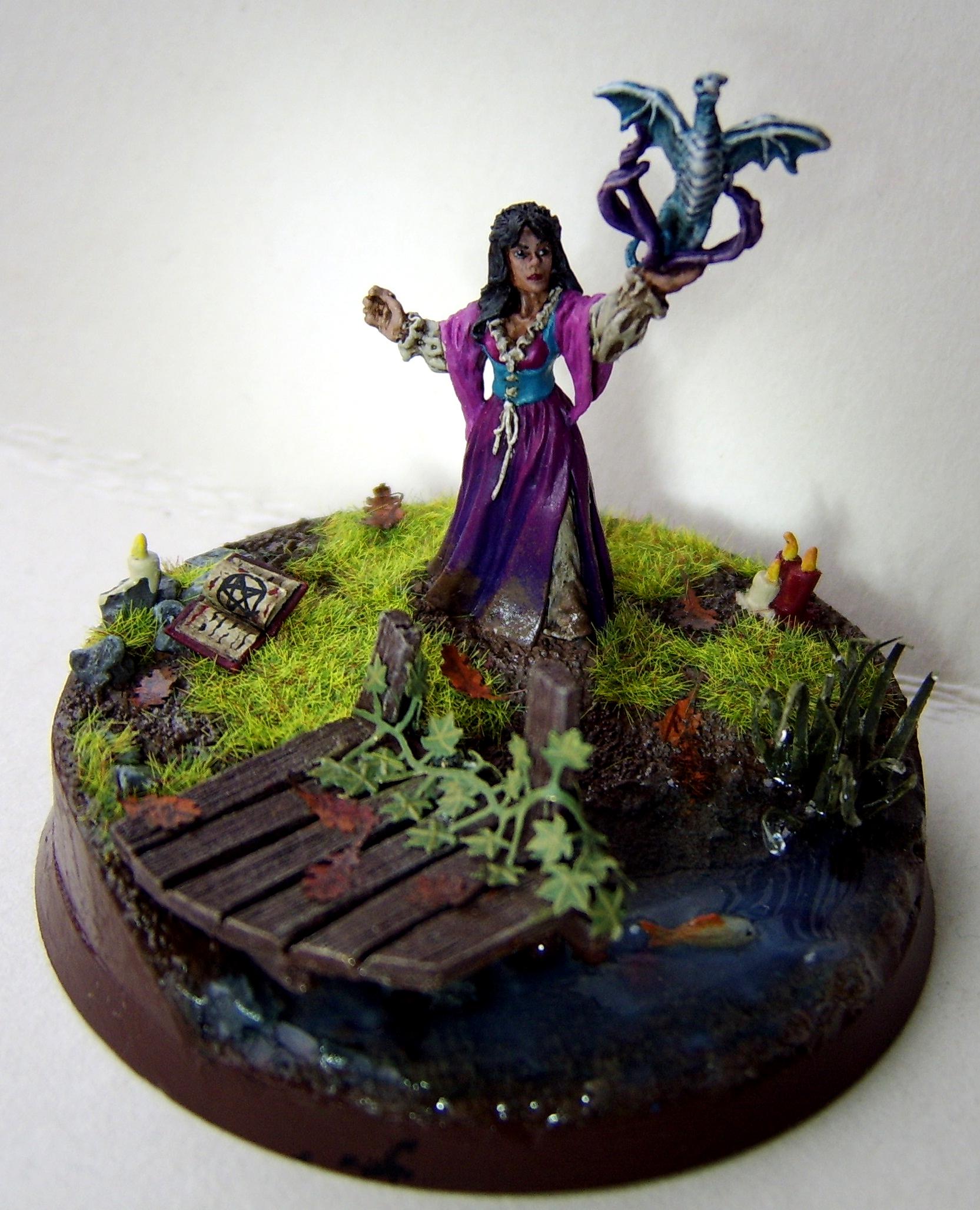 Dragon, Elves, Reaper, Reaper Miniatures, Water Effect Elven lady conjuring baby Drake
